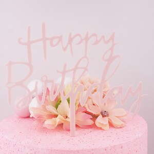 Happy Birthday Acryl rosa Cake Topper Tortenstecker Kuchenstecker Torten Deko