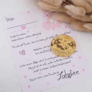 Zahnfee Brief mit Goldmünze Wackelzahn Milchzahn