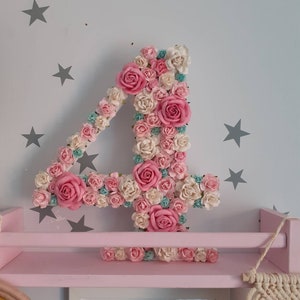 Floral large number • freestanding decorated numbers • birthday decor • photo shoot • cake smash decor • number gift • celebration numbers