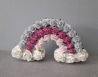 Arcoíris floral • Decoración de arcoíris para guardería • Regalo de arcoíris para bebé • Decoración de estanterías • Decoración de sala de juegos, tema arcoíris • Regalo arcoíris