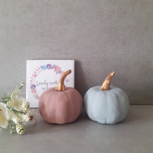 Two custom colour mini faux pumpkins • hand painted artificial pumpkin • autumn decor •shelf decor • pumpkin decor • home decor • Halloween