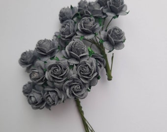 20 parma grey mulberry paper flowers • artificial flowers • craft • wedding • small flower