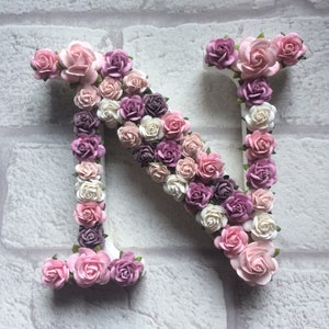 Floral wall letter • floral initial • flower letter • ready to hang letter • paper flowers • wall decor • nursery decor • children's bedroom