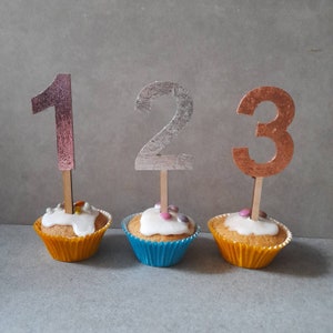 Gilded number cake topper • birthday cake topper • table decor • number birthday cupcake topper • anniversary topper, cake decoration