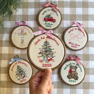 Personalized Baby&#39;s First Christmas Ornament: Embroidered Christmas Tree Keepsakes (May Arrive After Christmas)