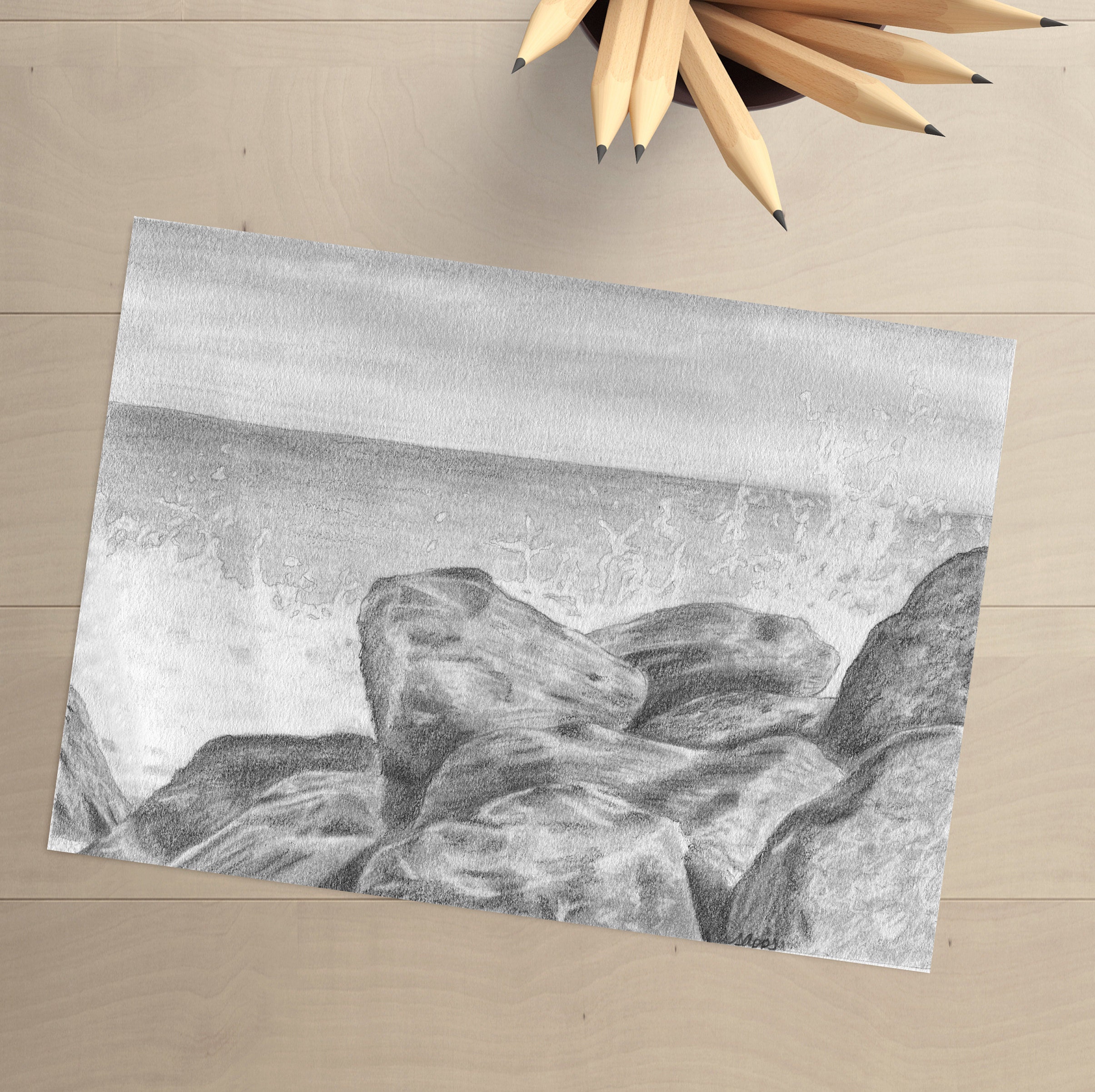 ocean waves pencil drawing