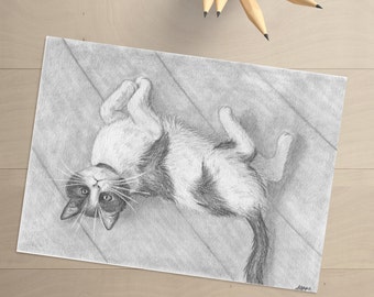 Cat Pencil Drawing - Pencil Drawing - Cat - Original Drawing - Cat Art - Cat Decor - Cat Artwork - Cat Wall Decor - Cat Lover Gift