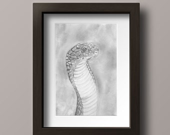 Snake Drawing - Snake Decor - Snake Art - Snake Wall Art - Snake Lover Gift - Wizard House - Geek Gift - Geek Decor - Book Lover Gift