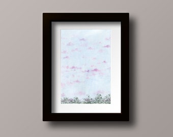 Cotton Candy Skies - Cotton Candy Cloud - Spring Watercolor - Pink Cloud Painting - Original Watercolor - Watercolor Sky - Spring Morning