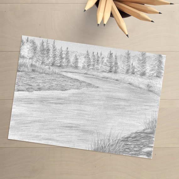 Drawing DIY: A scenery with river and boat. — Hive