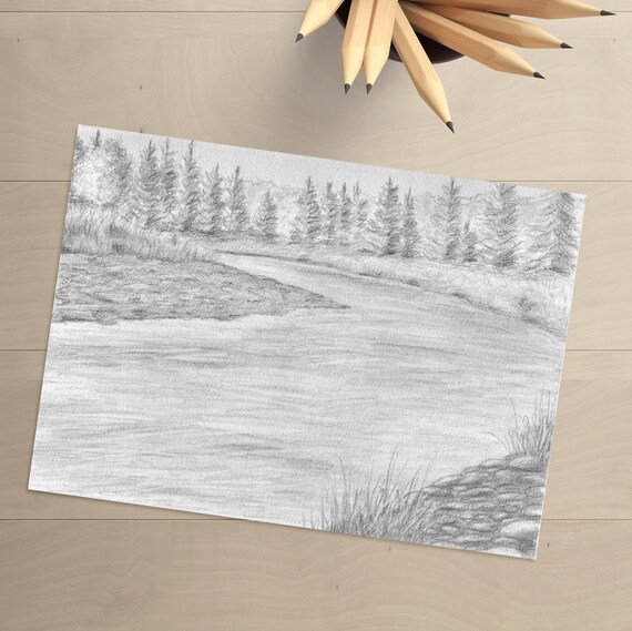 Drawing DIY: A scenery with river and boat. — Hive