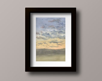 Sunset Print - Cloud Print - Sunset Watercolor Print - Sunset Decor - Landscape Art - Landscape Print - Wall Decor - Sunrise Decor - Sunrise