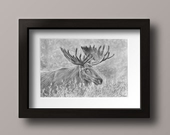 Moose Print - Moose Art - Moose Art Print - Moose Artwork - Moose Decor - Rustic - Woodland Decor - Woodland Nursery - Woodland Artwork