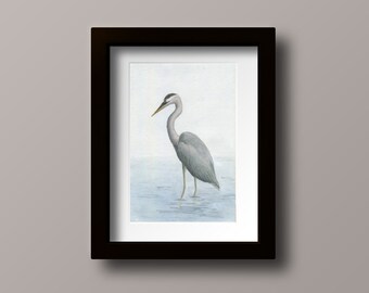 Blue Heron Print - Blue Heron Watercolor - Bird Watercolor - Blue Heron- Art Print - Bird Print - Blue Heron Wall Art - Heron Print