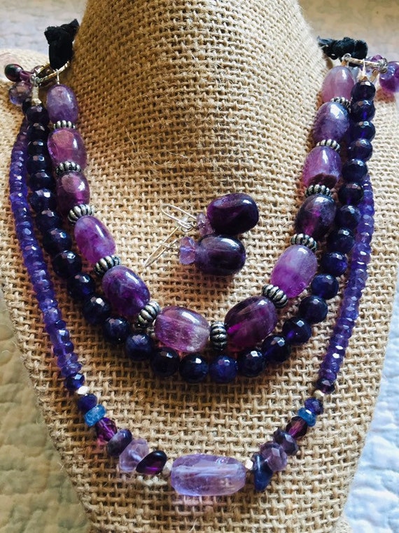 PRETTY and PASSIONATE PURPLES ~ Triple Strand Amet