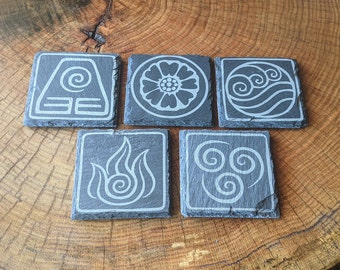 Avatar The Last Airbender Element Coasters w/ White Lotus