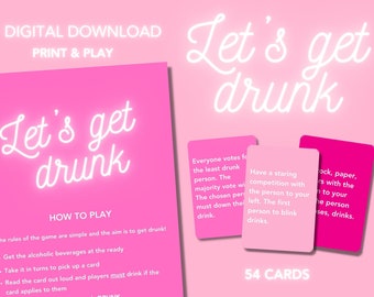 Printable Drinking Card Game, Drinking Card Game, Party Games, Drinking Games, Pre-Drinks Game, Card Game, Digital Download, Let's Get Drunk