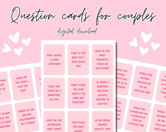 Printable Couples Card Game, Question Cards for Couples, Date Night Games, Relationship Games, Printable Game, Card Game, Digital Download