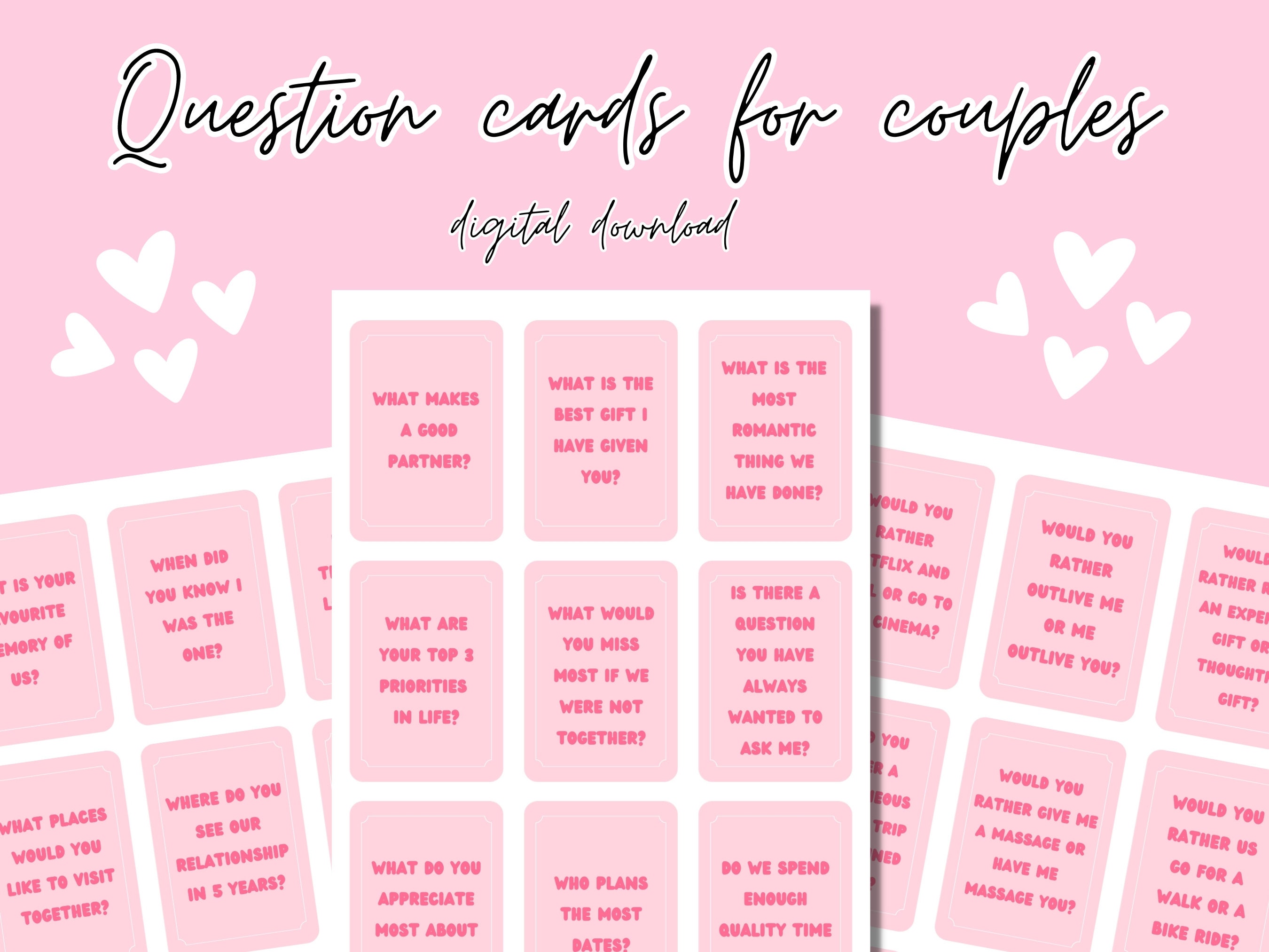 Printable Couples Card Game Question Cards For Couples Date Night 