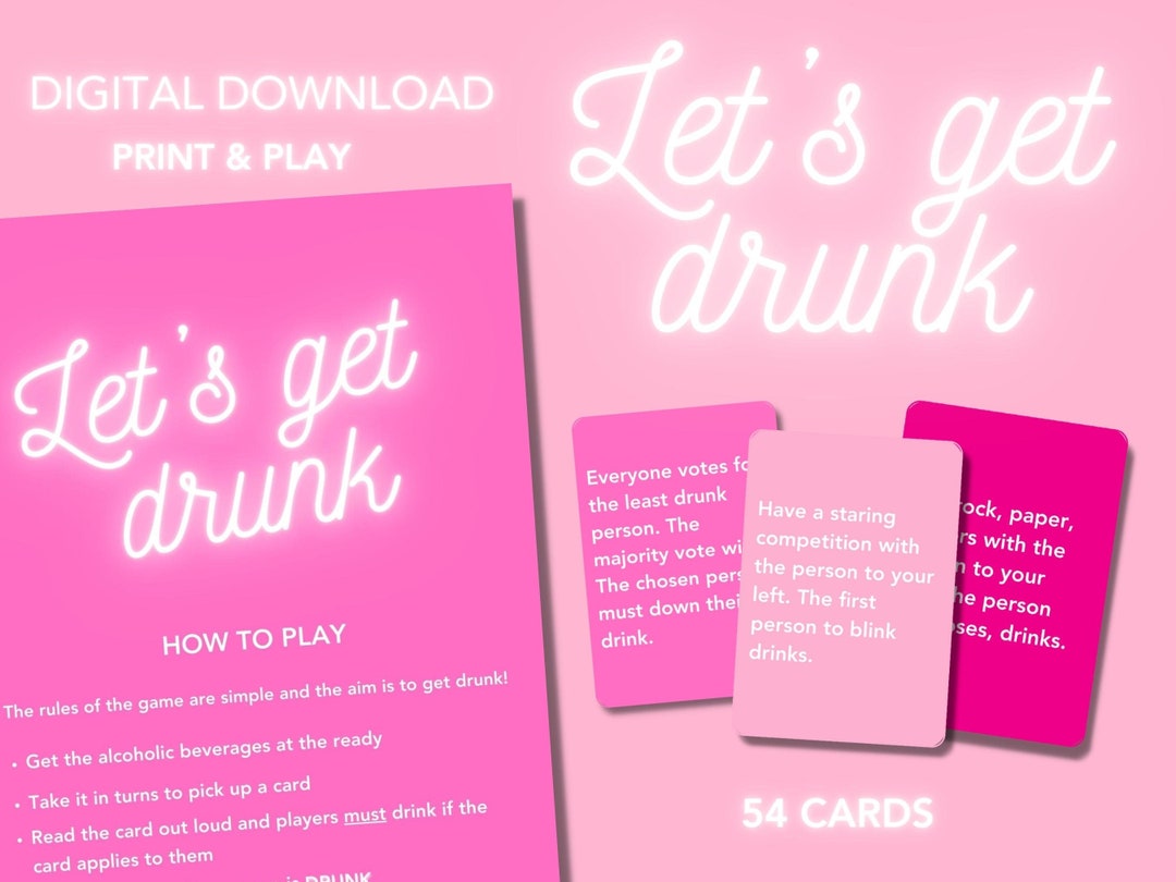 Printable Drinking Card Game, Drinking Card Game, Party Games, Drinking