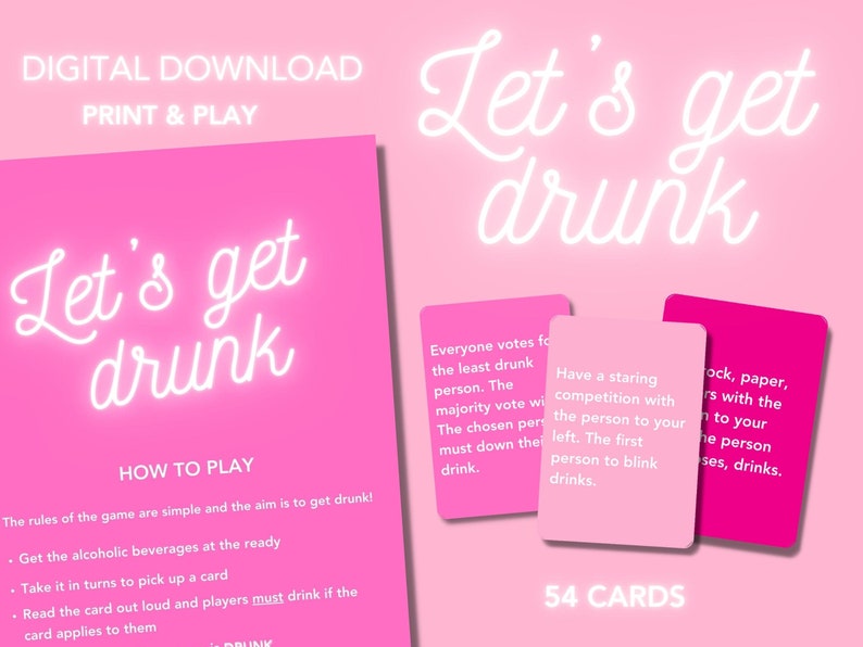 Printable Drinking Card Game, Drinking Card Game, Party Games, Drinking
