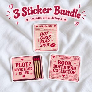 Paket med romantiska läsföremålsklistermärken, bokliga vinylklistermärken, Kindle-tillbehör (3-pack)