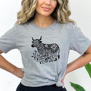 Cow T-shirt, Cute Cow Shirt, Women&#39;s Cow T-Shirt, Country Western Shirt, Decorative Cow Shirt, Farm Girl Shirt, Country Girl Shirt