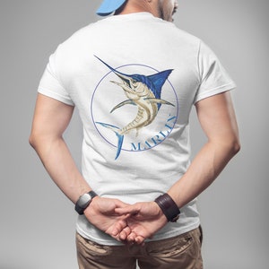 Marlin Fish Men&#39;s T- Shirt, Men&#39;s Fish Shirt, Fish Shirt, Marlin Fishing Shirt, Offshore Fishing Gift, Fisherman&#39;s Gift, Fishing Dad