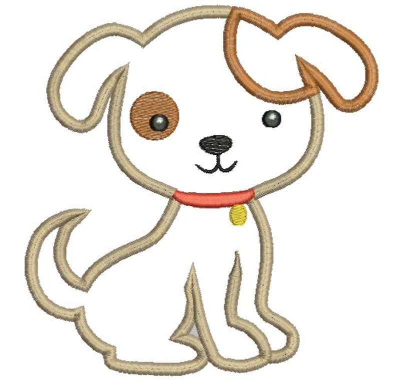 Puppy Dog Applique Puppy Design Puppy Dog Embroidery Cute Etsy