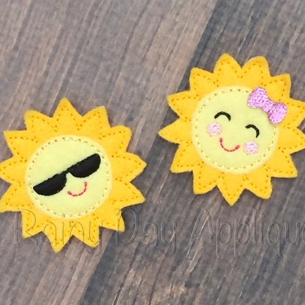 ITH Sun Feltie Design, Sun Design, Sunshine Feltie, Sunglasses Feltie, Sun Clippie, Sunshine Feltie, Summer Feltie