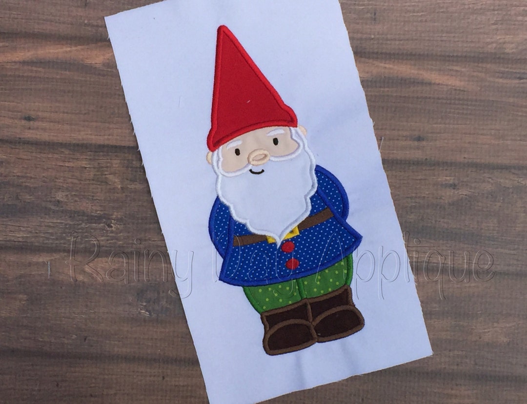 Cute Garden Gnome Applique, Gnome Design, Garden Gnome Embroidery, Cute
