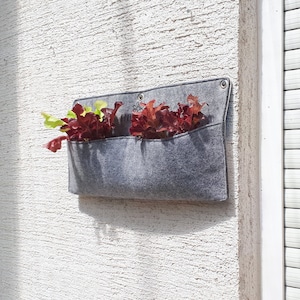 Spring, Planter Bag, Fence planter, Balcony planter, Plant Lover Gift, Wall planter, Housewarming gift, Planter, Herb planter / plain Black image 1