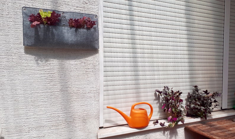 Spring, Planter Bag, Fence planter, Balcony planter, Plant Lover Gift, Wall planter, Housewarming gift, Planter, Herb planter / plain Black image 7