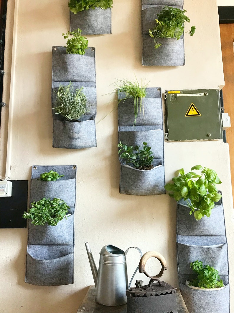 Herb Planter Wall Pocket Planter Vertical Wall Planter Etsy