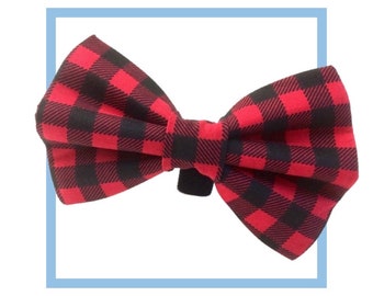 Red Buffalo Plaid Bow Tie | Dog Bow Tie | Christmas Bow Tie | Bow Tie for Dogs | Lumberjack Bow Tie