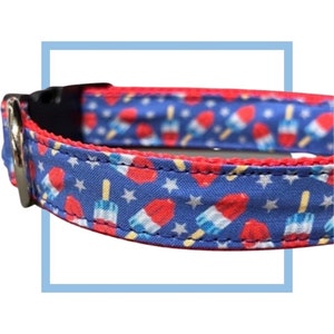 Rocket Popsicles Dog Collar, Harness or Leash with Personalized Metal Buckle Option