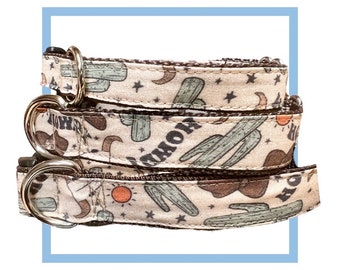 Wild West Dog Collar, Harness or Leash with Personalized Engraved Buckle Upgrade Option