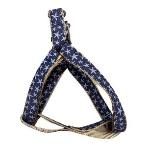 Navy Starfish Beach Dog Collar, Harness or Leash with Personalized Engraved Buckle Option image 5