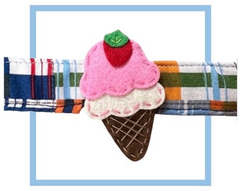 Felted Ice Cream Cone Summer Dog Collar Charm