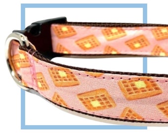 Strawberry Waffles Dog Collar, Leash or Harness with Personalized Buckle Option