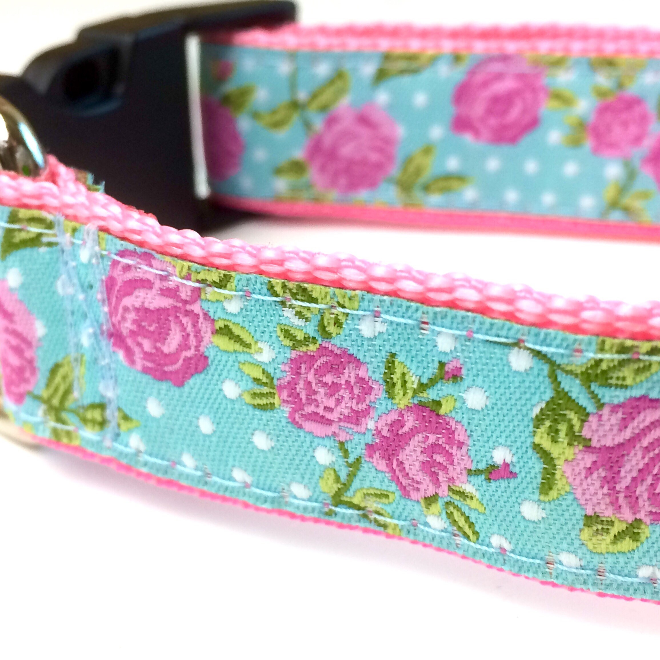 Pink Rose Dog Collar for Girls Floral Dog Collar Pink Rose Etsy