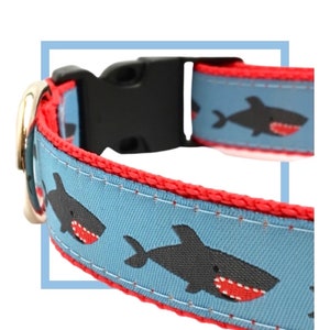 Shark Dog Collar, Harness or Leash with Personalized Engrave Buckle Option image 1