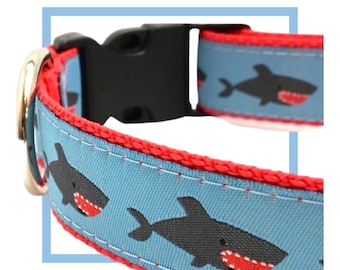 Shark Dog Collar, Harness or Leash with Personalized Engrave Buckle Option