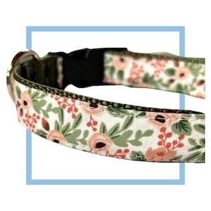 Rose Garden Pink Dog Collar, Harness or Leash with Personalized Engraved Buckle Option