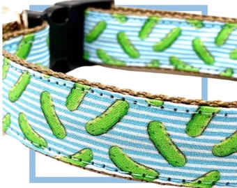 Pickle Dog Collar, Harness or Leash with Personalized Metal Buckle Option