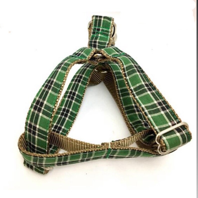 Green Plaid Dog Collar Plaid Dog Collar Plaid Dog Harness Etsy