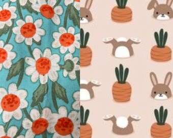 Garden Bunnies & Spring Floral Reversible Dog Bandana