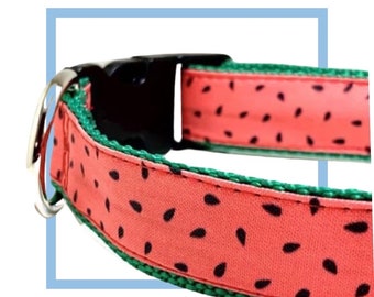 Watermelon Dog Collar, Harness or Leash with Personalized Engraved Buckle Option