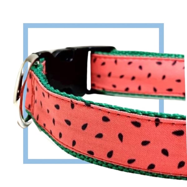 Watermelon Dog Collar, Harness or Leash with Personalized Engraved Buckle Option