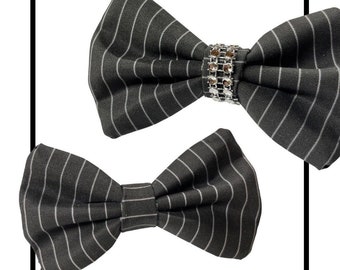Black Pinstripe Bow Tie for Dogs